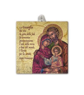 Piastrella della Sacra Famiglia 10 x 10 cm in scatola regalo