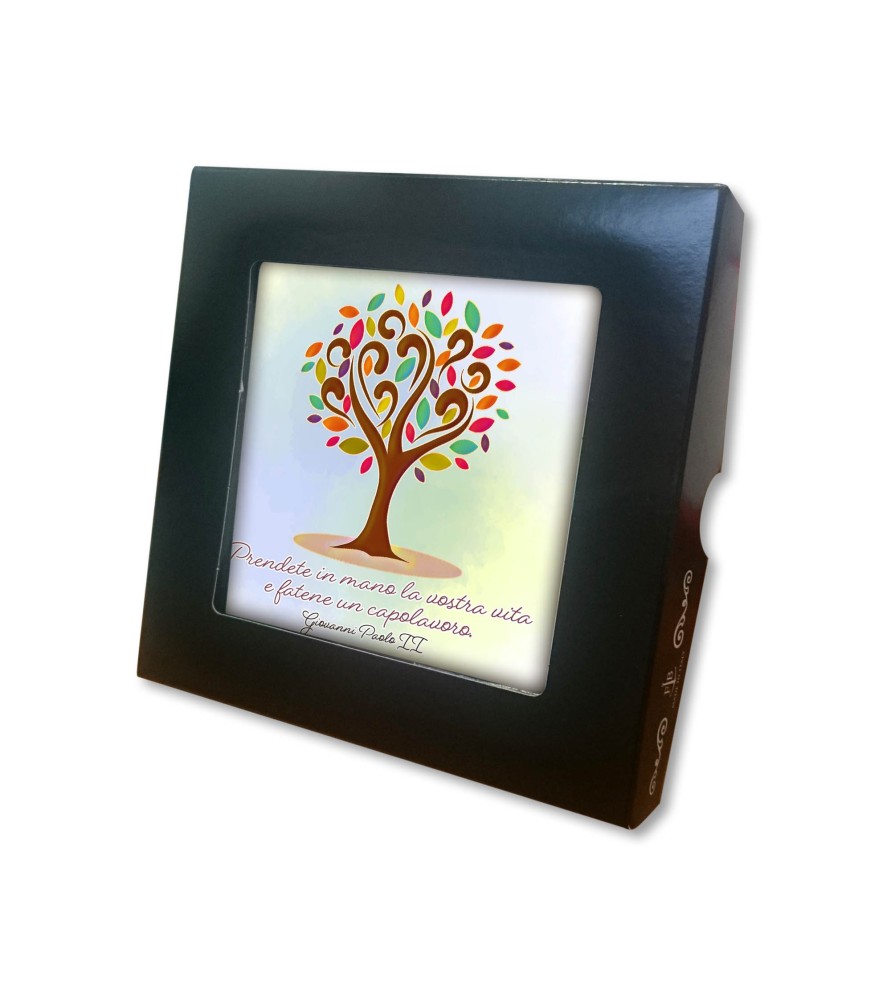 Piastrella con frase Giovanni Paolo II 10 x 10 cm in scatola regalo