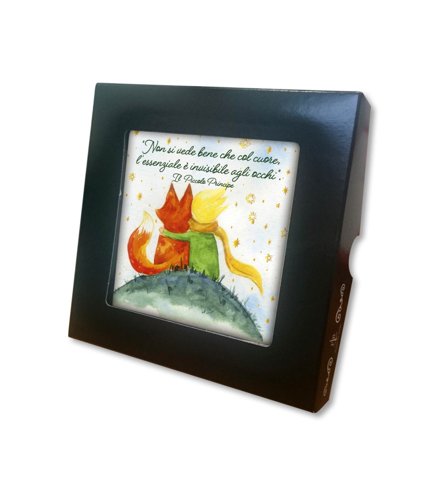 Piastrella con frase Piccolo Principe 10 x 10 cm in scatola regalo Piastrella con frase Piccolo Principe 10 x 10 cm in scatola regalo