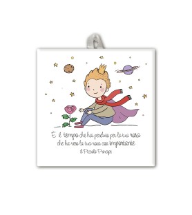 Piastrella con frase Piccolo Principe 10 x 10 cm in scatola regalo