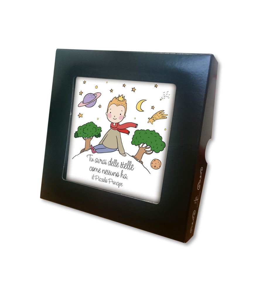 Piastrella con frase Piccolo Principe 10 x 10 cm in scatola regalo