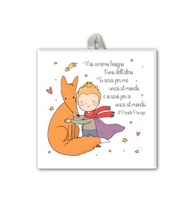 Piastrella con frase Piccolo Principe 10 x 10 cm in scatola regalo