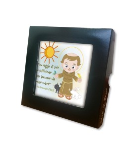 Piastrella con frase San Francesco d'Assisi 10 x 10 cm in scatola regalo