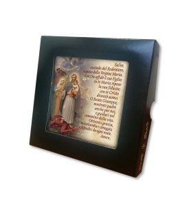 Piastrella di San Giuseppe protettore della Sacra Famiglia 10 x 10 cm in scatola regalo