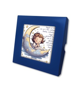Piastrella con angioletto sulla luna 10 x 10 cm in scatola regalo