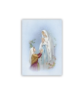 Mini poster con la Madonna di Lourdes e Bernadette