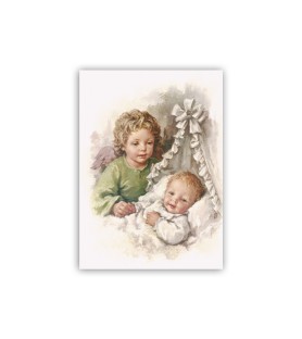 Mini poster Angioletto che veglia un bambino nella culla