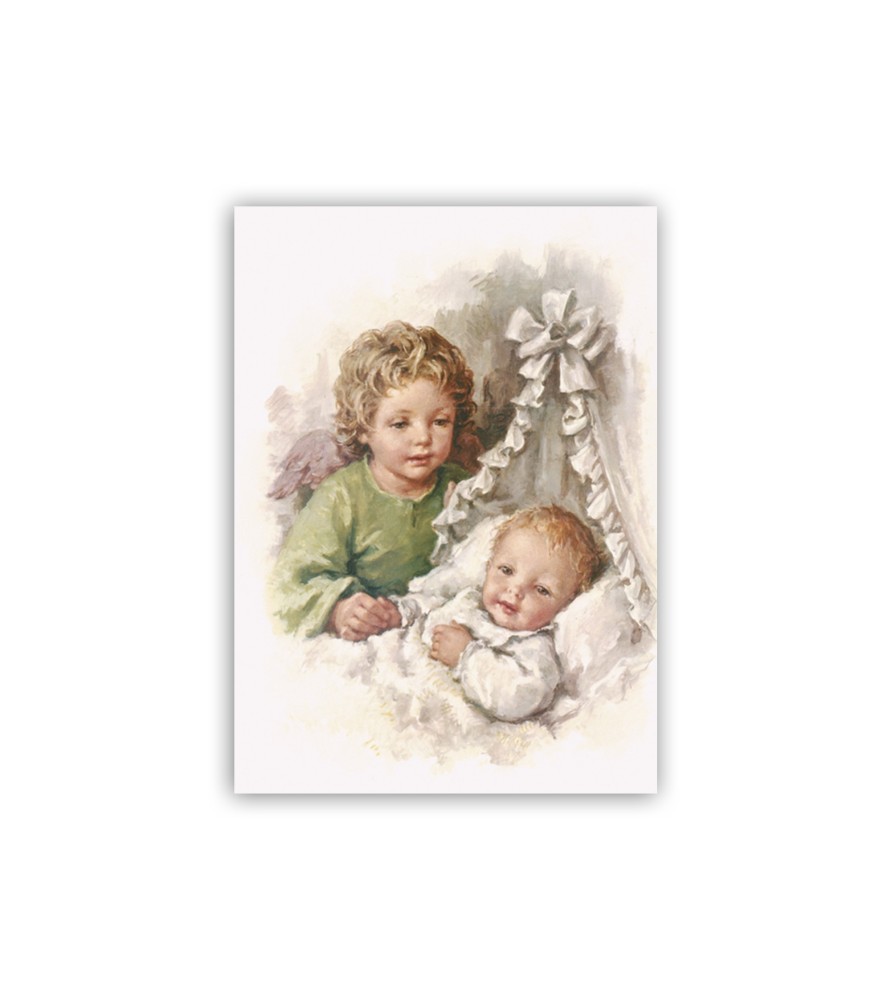 Mini poster Angioletto che veglia un bambino nella culla