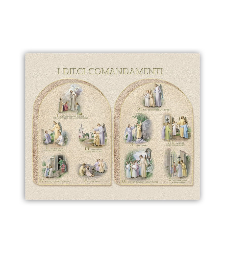 Mini poster con oro a caldo con l'immagine delle tavole con i Dieci Comandamenti Mini poster con oro a caldo con l'immagine delle tavole con i Dieci Comandamenti