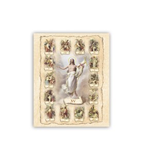 Mini poster con oro a caldo con l'immagine delle 15 stazioni della Via Crucis