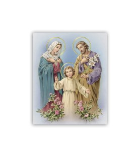 Mini poster con oro a caldo con l'immagine della Sacra Famiglia