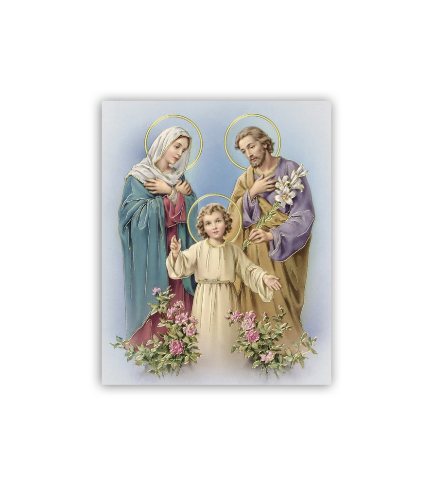 Mini poster con oro a caldo con l'immagine della Sacra Famiglia Mini poster con oro a caldo con l'immagine della Sacra Famiglia