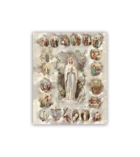 Mini poster con oro a caldo con l'immagine dei Misteri del Santo Rosario