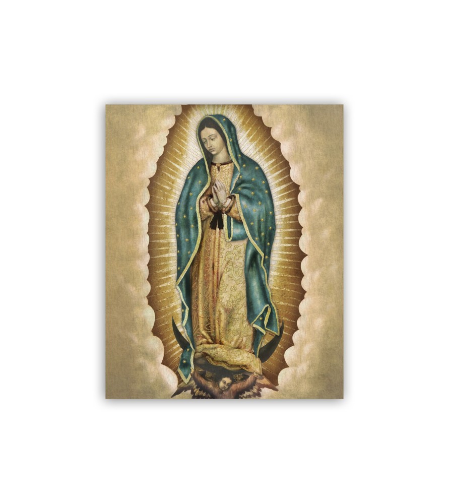 Mini poster con oro a caldo con la Madonna di Guadalupe