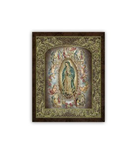 Mini poster con oro a caldo con la Madonna di Guadalupe