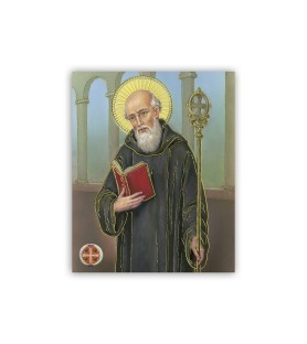 Mini poster con oro a caldo con l'immagine di San Benedetto