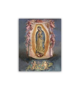 Mini poster con oro a caldo con l'immagine della Madonna di Guadalupe