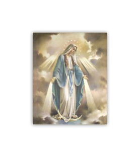 Mini poster con oro a caldo con l'immagine della Madonna Miracolosa