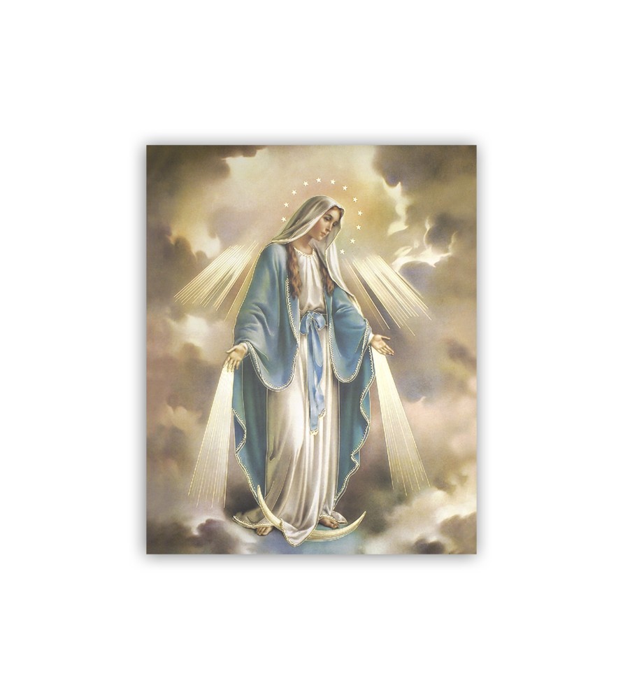 Mini poster con oro a caldo con l'immagine della Madonna Miracolosa