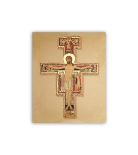 Mini poster con oro a caldo con l'immagine della Croce di San Damiano