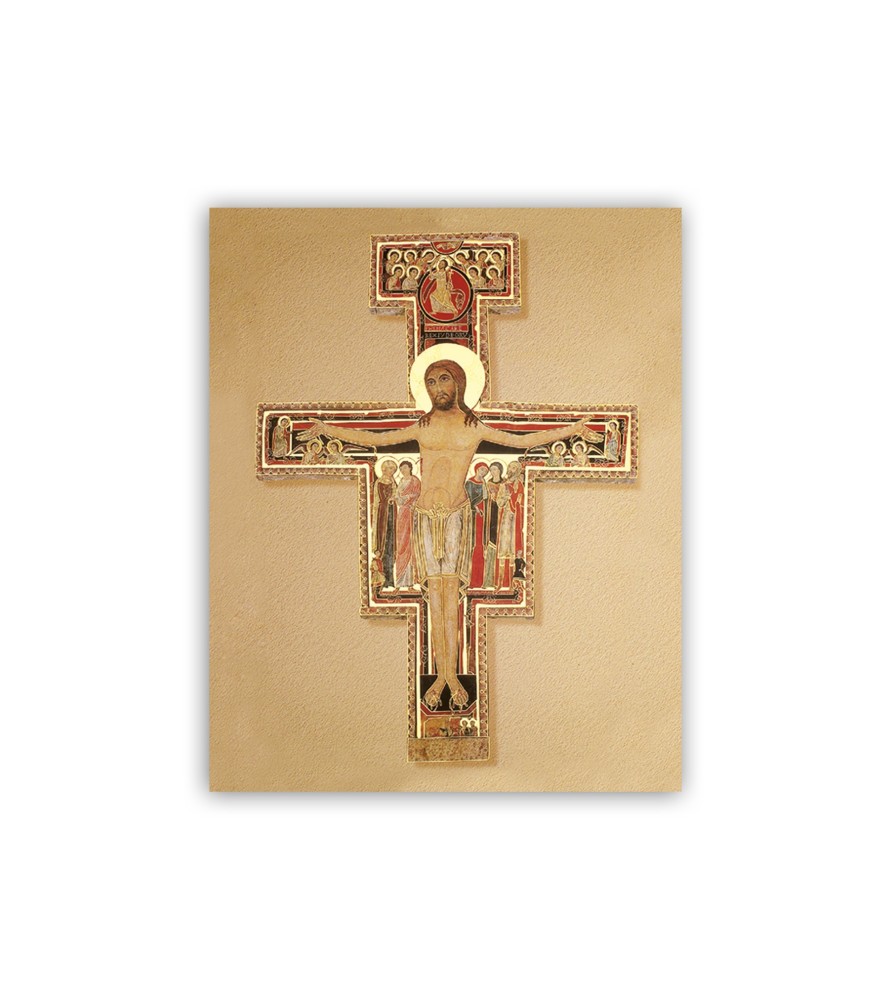 Mini poster con oro a caldo con l'immagine della Croce di San Damiano