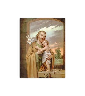 Mini poster con San Giuseppe e Gesù Bambino