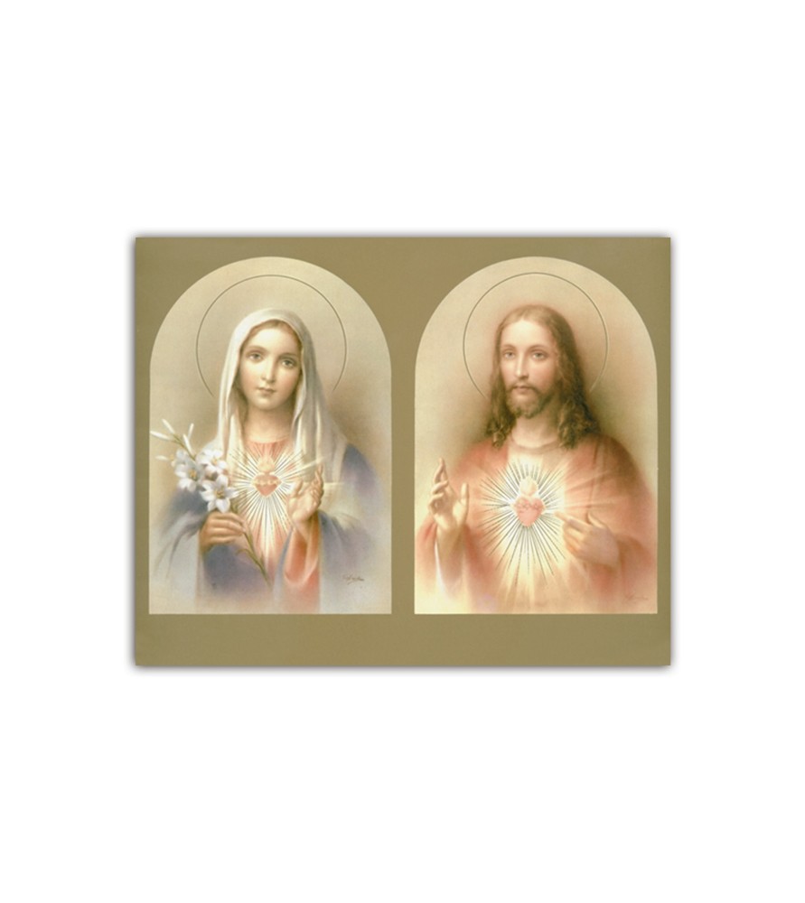 Mini poster con il Cuore Immacolato di Maria e il Sacro Cuore di Gesù