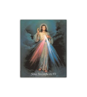 Mini poster con Gesù Misericordioso e testo in spagnolo