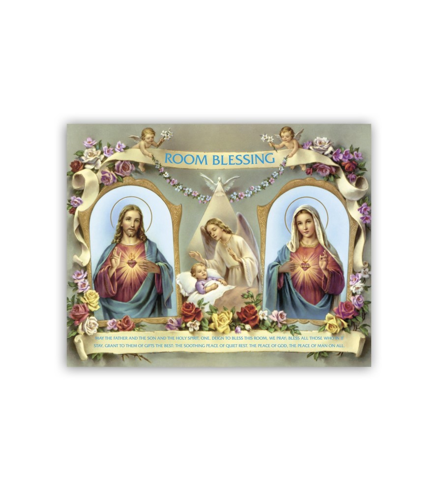 Mini poster con il Sacro Cuore di Gesù e l'Immacolato Cuore di Maria per la Benedizione della cameretta con testo in inglese Mini poster con il Sacro Cuore di Gesù e l'Immacolato Cuore di Maria per la Benedizione della cameretta con testo in inglese