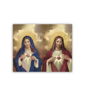Mini poster con il Sacro Cuore di Gesù e l'Immacolato Cuore di Maria