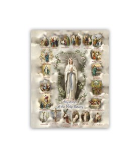 Mini poster con i Misteri del Santo Rosario con testo in inglese