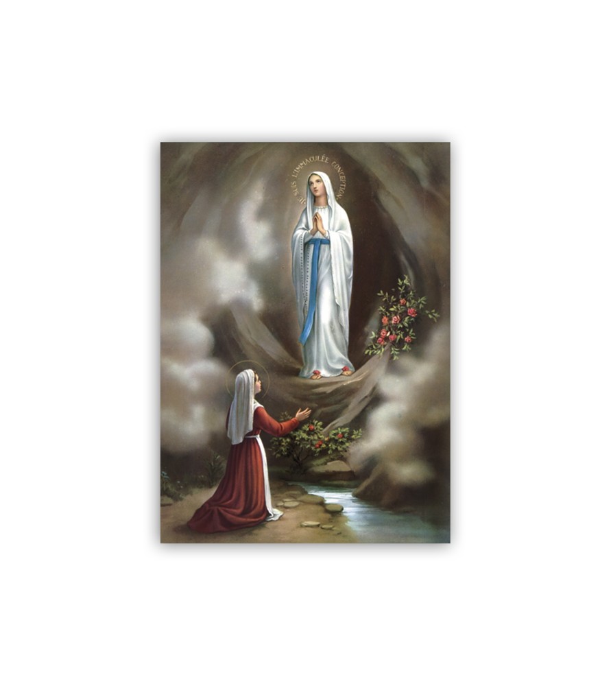 Mini poster con l'Apparizione di Lourdes a Bernadette Mini poster con l'Apparizione di Lourdes a Bernadette