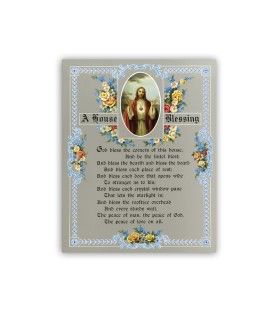 Mini poster con il Sacro Cuore di Gesù per la Benedizione della Casa con testo in inglese
