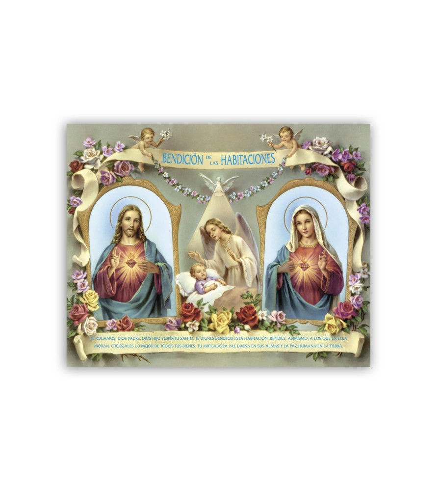 Mini poster con il Sacro Cuore di Gesù e l'Immacolato Cuore di Maria per la Benedizione della cameretta con testo in spagnolo Mini poster con il Sacro Cuore di Gesù e l'Immacolato Cuore di Maria per la Benedizione della cameretta con testo in spagnolo