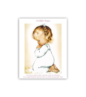 Mini poster con bimba in preghiera con testo in inglese