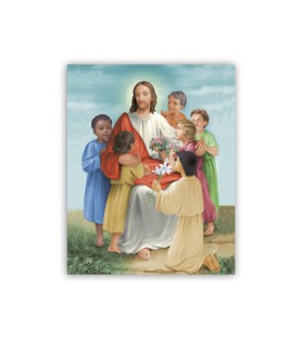 Mini poster con Gesù con i pargoli
