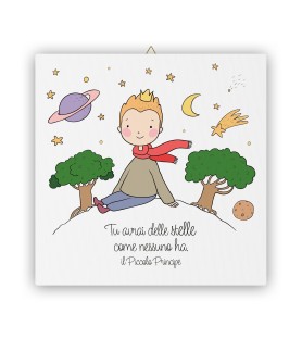 Tela 30x30 cm del Piccolo Principe con pianeta