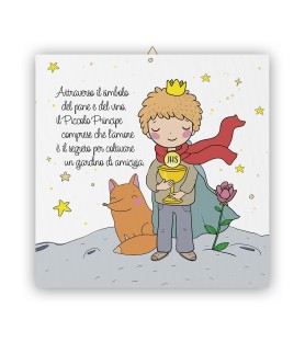 Tela 30x30 cm del Piccolo Principe con calice di Prima Comunione