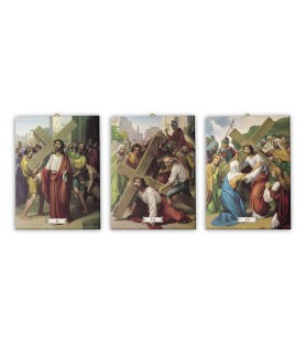 Tele pittoriche intelaiate raffiguranti la Via Crucis