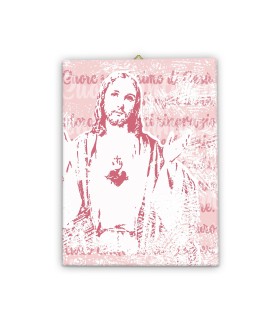 Tela pittorica pop-art intelaiata del Sacro Cuore di Gesù
