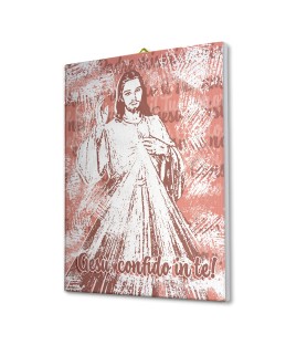 Tela pittorica pop-art intelaiata di Gesù Misericordioso