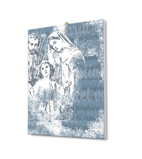 Tela pittorica pop-art intelaiata della Sacra Famiglia