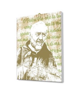 Tela pittorica pop-art intelaiata di Padre Pio