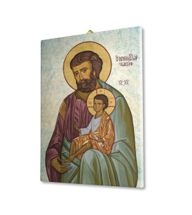 Tela pittorica intelaiata di San Giuseppe protettore della Sacra Famiglia