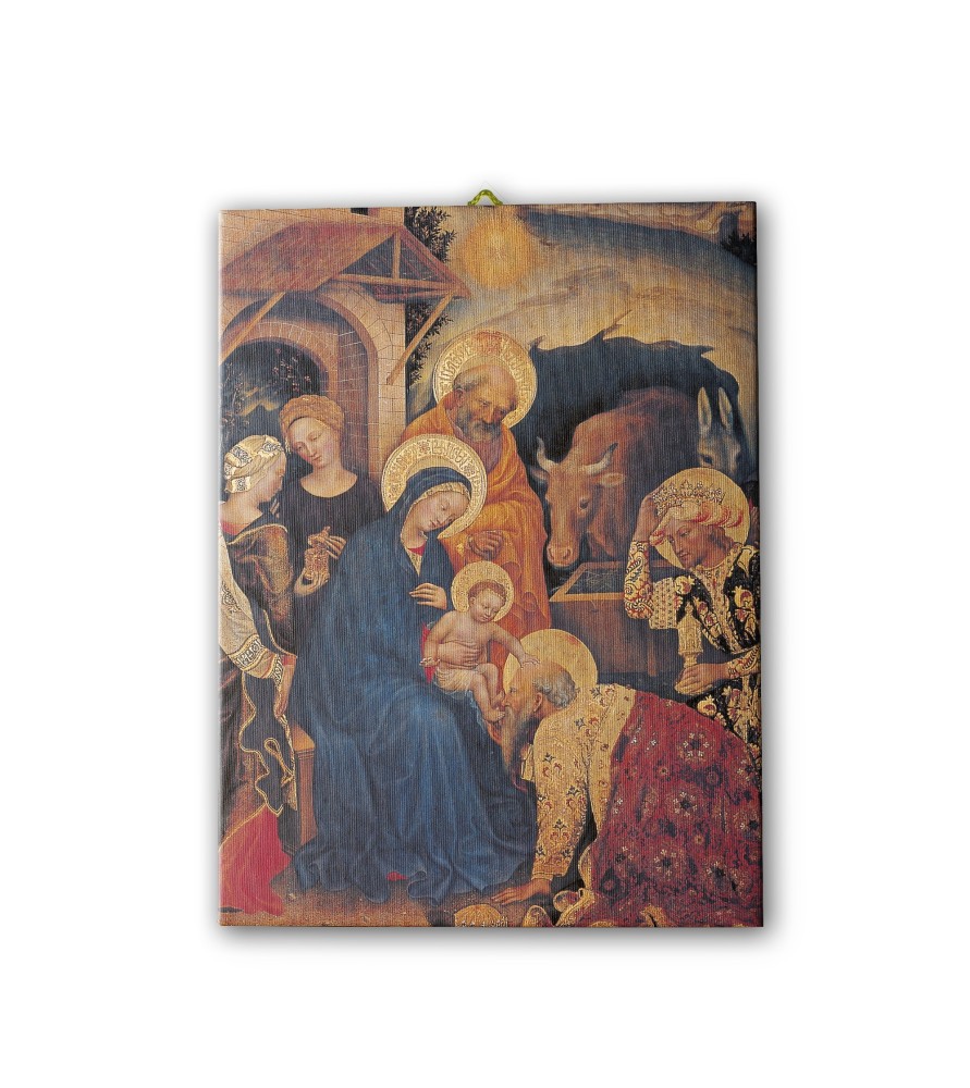 Tela pittorica intelaiata dell'Adorazione dei Magi dipinta da Gentile da Fabriano Tela pittorica intelaiata dell'Adorazione dei Magi dipinta da Gentile da Fabriano