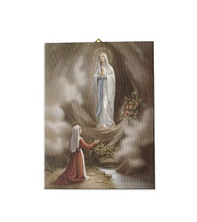 Tela pittorica intelaiata della Madonna di Lourdes