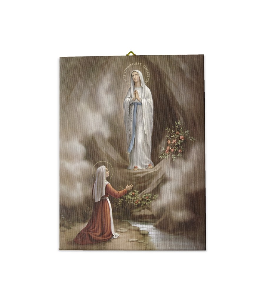 Tela pittorica intelaiata della Madonna di Lourdes Tela pittorica intelaiata della Madonna di Lourdes