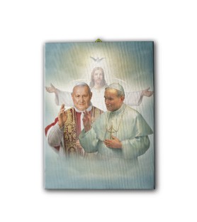 Tela pittorica intelaiata di Papa Giovanni XXIII e Papa Giovanni Paolo II
