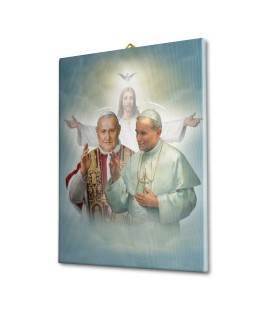 Tela pittorica intelaiata di Papa Giovanni XXIII e Papa Giovanni Paolo II