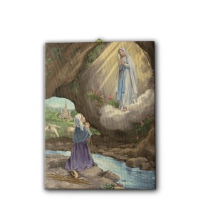 Tela pittorica intelaiata della Madonna di Lourdes